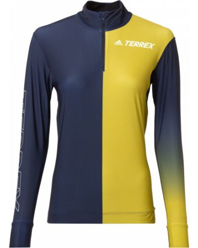 Priliehavé športové tričko na zips s potlačou Adidas Terrex - modrá