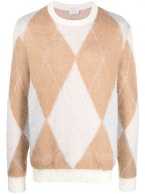 Sweter z wzorem argyle z okrągłym dekoltem Family First