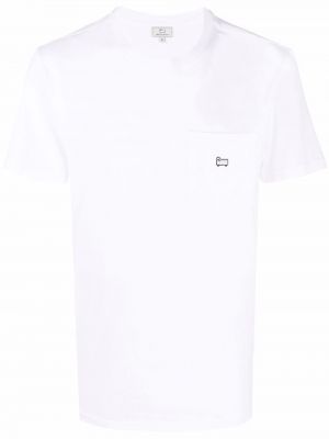 Koszulka bawełniana z kieszeniami Woolrich biała