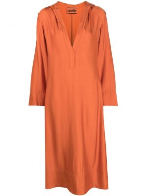 Sukienka z kapturem z dekoltem w serek Colville pomarańczowa