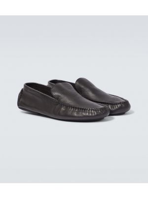 Loafers di pelle The Row nero