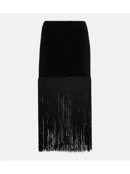 Φούστα mini με κρόσσια Norma Kamali μαύρο