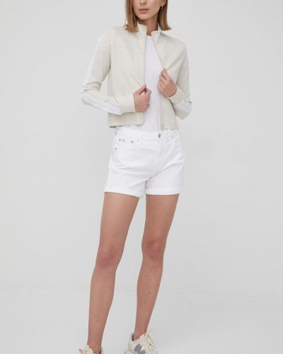 Calvin Klein Jeans rövidnadrág női, fehér, sima, magas derekú