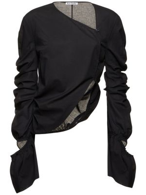Drapovaný bavlnená košeľa Acne Studios čierna