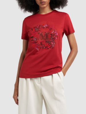 Camiseta con bordado de algodón Max Mara rojo