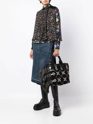 Shopper handtasche mit print Sacai schwarz