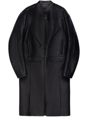 Δερμάτινο παλτό Courreges μαύρο