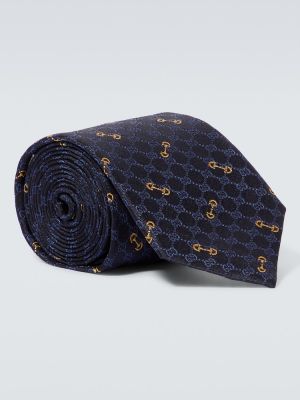 Hodvábna žakárová hodvábna kravata Gucci modrá
