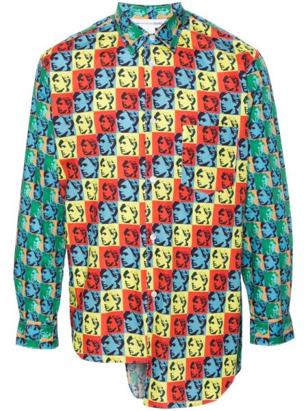 Asimetriška raštuota marškiniai Comme Des Garçons Shirt mėlyna