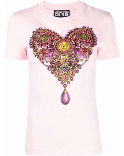 Camiseta con corazón Versace Jeans Couture rosa