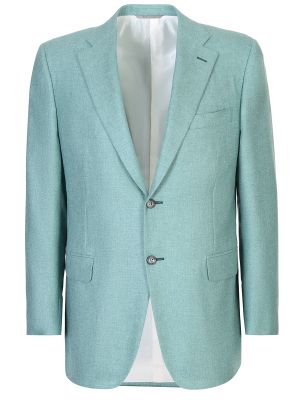 Кашемировый шелковый пиджак Canali зеленый