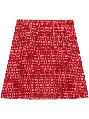 Plisovaná sukně s vysokým pasem na zip Gucci - červená