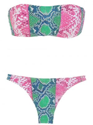 Bikini de cuero con estampado de estampado de serpiente Amir Slama verde