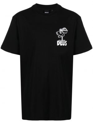 Памучна тениска с принт Deus Ex Machina черно