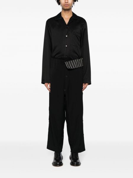 Relaxed fit vilnonės kelnės Yohji Yamamoto juoda