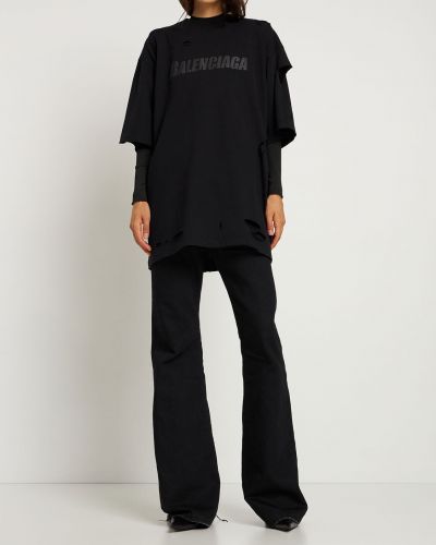 Oversized džerzej obnosené tričko Balenciaga čierna
