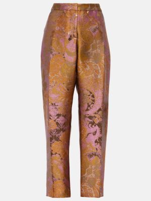 Ravne hlače s potiskom Dries Van Noten roza