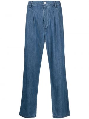 Jeansy bawełniane relaxed fit plisowane Isabel Marant niebieskie