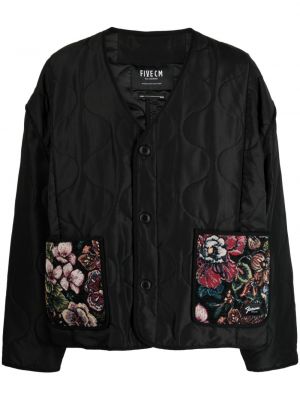 Prošívaná květinová péřová bunda Five Cm černá