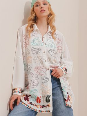 Košulja oversized Trend Alaçatı Stili bijela