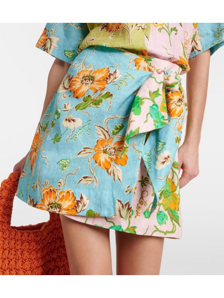 Φλοράλ λινή φούστα mini Alemais