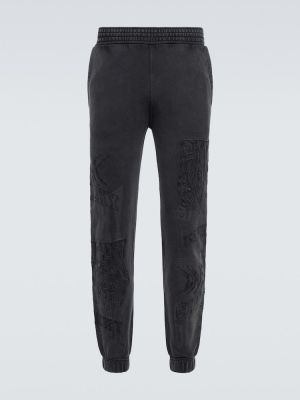 Βαμβακερό αθλητικό παντελόνι με σχέδιο από ζέρσεϋ Givenchy μαύρο
