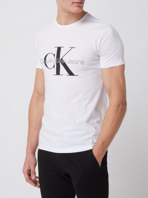 Koszulka z nadrukiem Calvin Klein Jeans biała