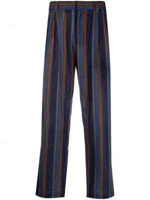 Pruhované rovné kalhoty s potiskem Viktor & Rolf modré