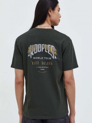 Bavlněné tričko s potiskem The Kooples zelené