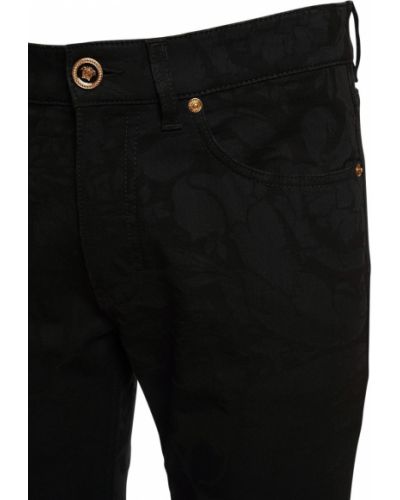 Жакардови памучни дънки Versace черно