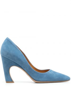 Велурени полуотворени обувки Chloé синьо