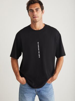 Raštuota medvilninė marškiniai Grimelange juoda