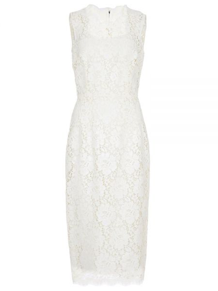 Мереживне ажурне плаття міді на шнурівці Dolce & Gabbana, біле