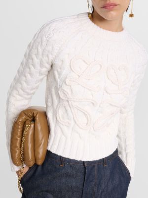 Вълнен пуловер Loewe бяло