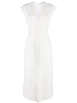 Αμάνικη μίντι φόρεμα με λαιμόκοψη v Fabiana Filippi λευκό