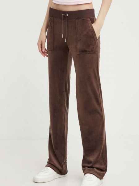 Welurowe spodnie sportowe Juicy Couture brązowe