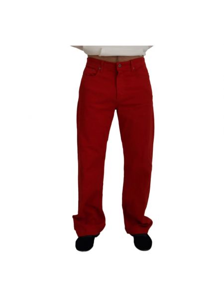 Czerwone proste jeansy Dolce And Gabbana