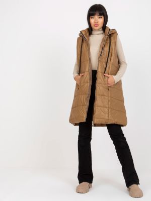 Dūnu stepēta veste ar kapuci Fashionhunters brūns