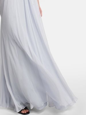 Копринена макси рокля от шифон Alexander Mcqueen синьо
