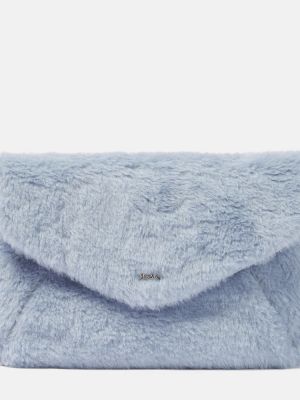 Zīda vilnas clutch somiņa alpakas Max Mara zils