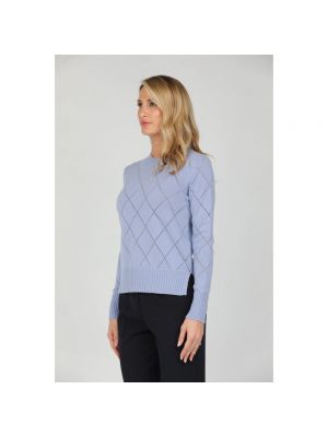 Sweter z kaszmiru z wzorem argyle Max Mara Studio niebieski