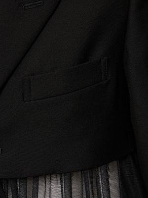 Tüll átlátszó gyapjú kabát Noir Kei Ninomiya fekete