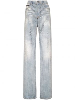 Jeansy w paski z kryształkami Philipp Plein
