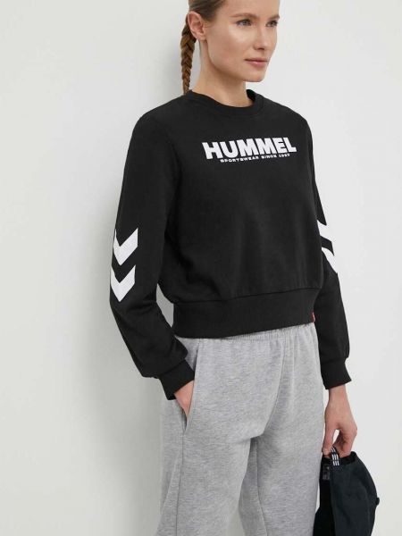 Черный хлопковый свитер с принтом Hummel