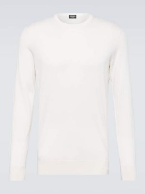 Кашмирен копринен пуловер Zegna бяло