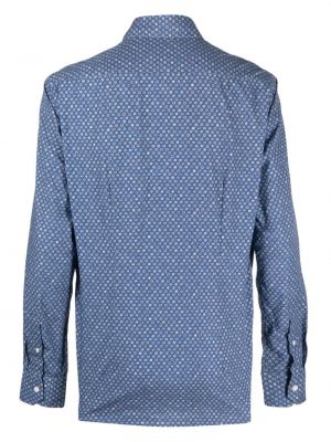Chemise en coton à imprimé à motif géométrique Orian bleu
