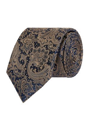 Jedwabny krawat z wzorem paisley Monti beżowy