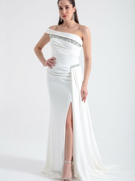 Βραδινό φόρεμα με λαιμόκοψη boatneck Lafaba λευκό