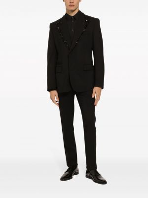 Vlněné kalhoty Dolce & Gabbana černé