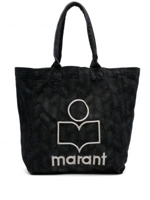 Nákupná taška s výšivkou Isabel Marant čierna